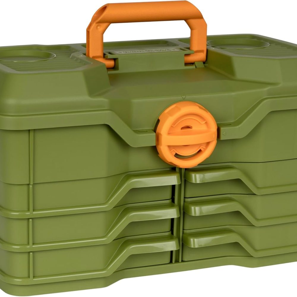 Flambeau Outdoors NextGen 6/0 Large Tackle Box, 6 Pivot Trays, 32 Compartments, Advanced Tackle Storage Organizer, Green