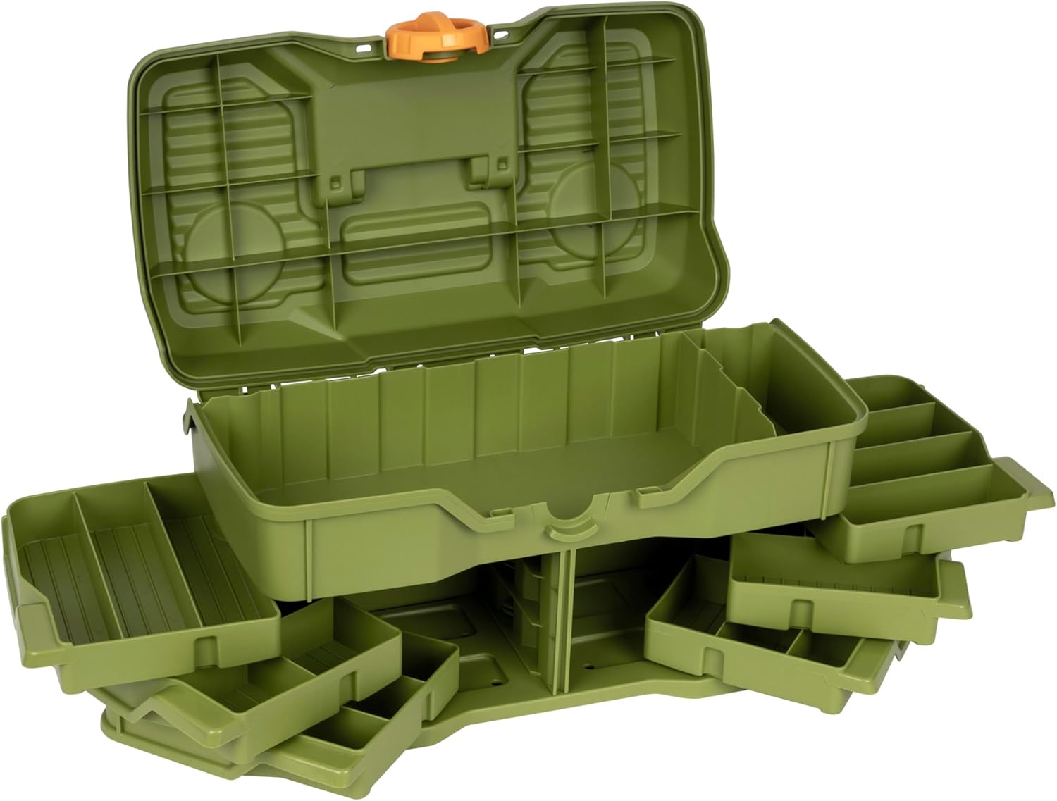 Flambeau Outdoors NextGen 6/0 Large Tackle Box, 6 Pivot Trays, 32 Compartments, Advanced Tackle Storage Organizer, Green - Image 4