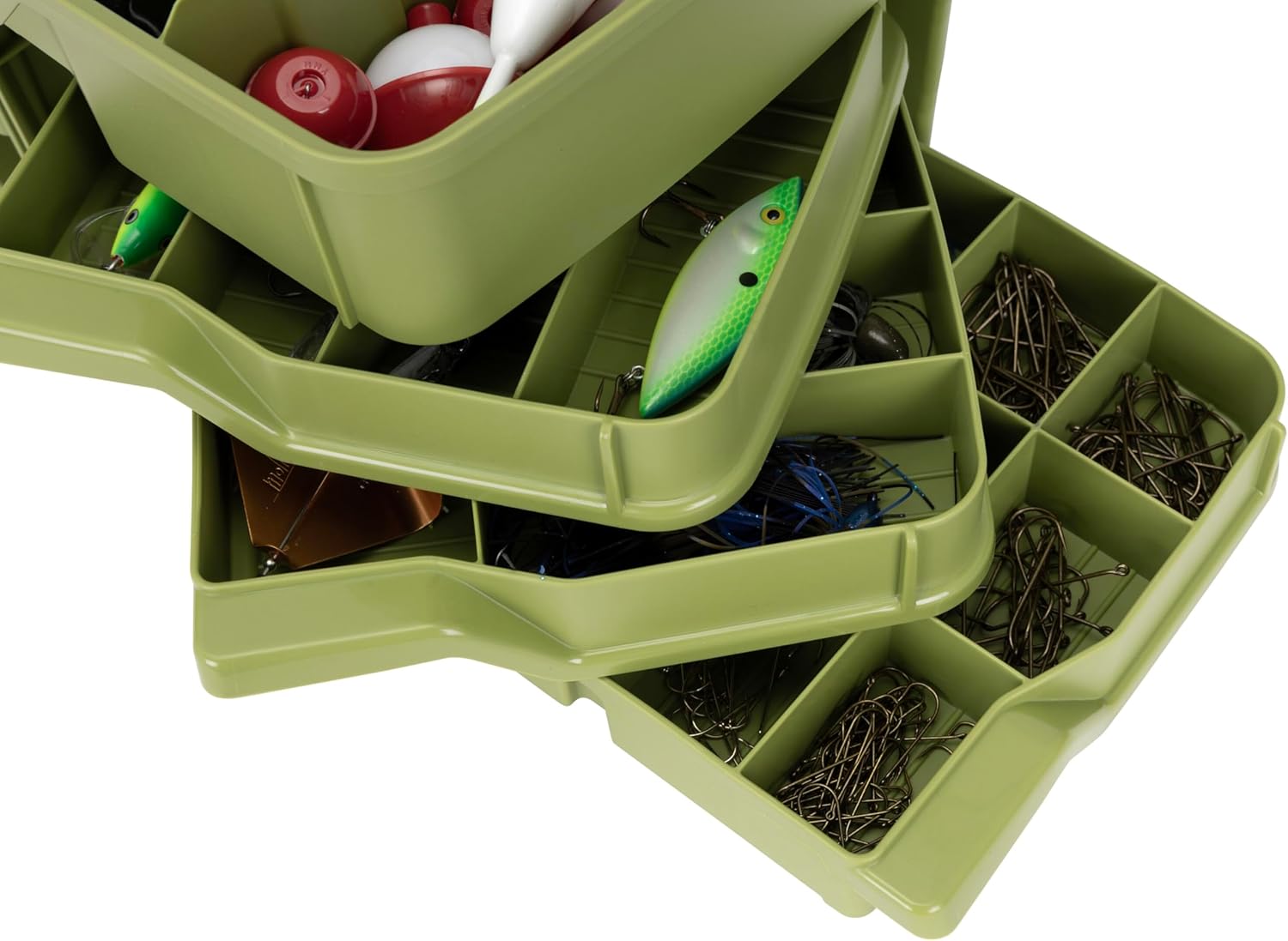 Flambeau Outdoors NextGen 6/0 Large Tackle Box, 6 Pivot Trays, 32 Compartments, Advanced Tackle Storage Organizer, Green - Image 5