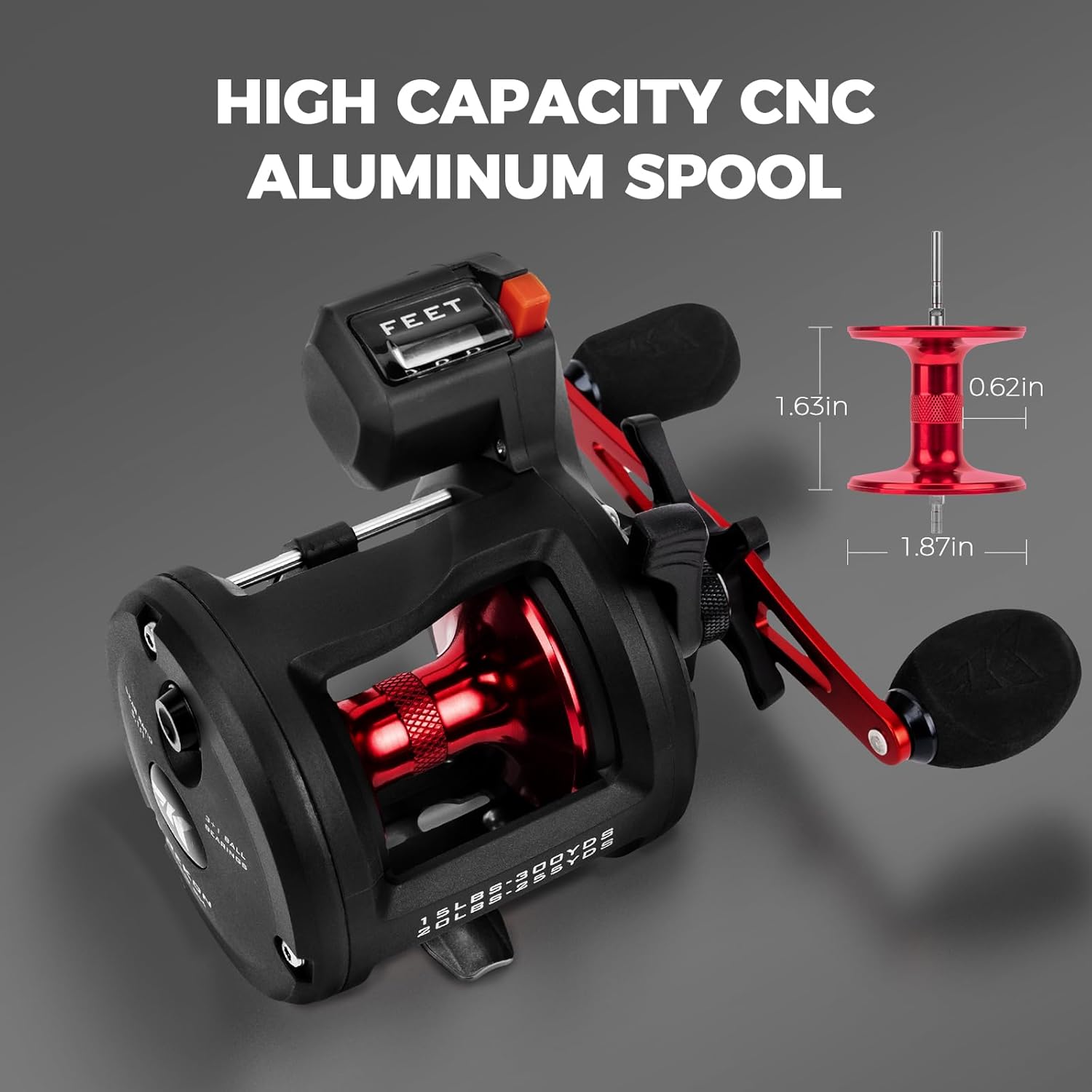 KastKing ReKon Round Baitcasting Fishing Reel, Saltwater Inshore Surf Trolling Reel, Up to 30LBS Powerful Max Drag, Conventional Reel for Catfish, Musky, Bass, Durable Graphite Frame for Saltwater - Image 5